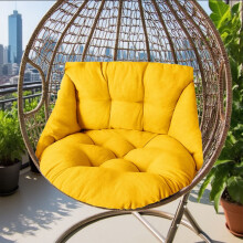 Egg Chair Cushion 27"x25", Indoor/Outdoor Replacement Cushion for Egg Swing Hammock, Thickened Patio Cushion (Yellow)