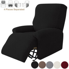 Housse extensible pour fauteuil inclinable, housse jacquard à rayures pour canapé inclinable 1 place, protection pour animaux de compagnie – Noir