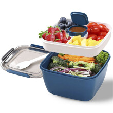 Boîte à salade portable, bols à salade empilables, contenant pour vinaigrette pour adultes, pour repas, collations et fruits.
