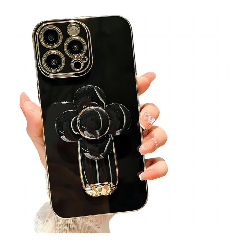 Iphone 15 Pro Max Electroplated 3D Flower Kickstand Case 9558830556347
