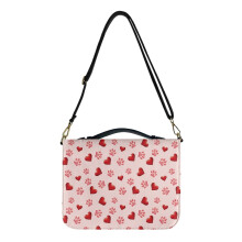 Valentine's Day Heart & Paw Print PU Leather Bible Cover for Men/Women, Portable Bible Carrier with Shoulder Strap – Compatible with Standard Bibles