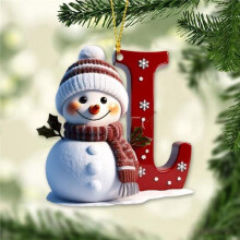 Décorations murales, boules de neige personnalisées en acrylique, 26 décorations de Noël en forme de bonhomme de neige, alphabet pour sapin, à