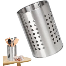 Stainless Steel Cooking Utensil Holder with Weighted Base – Extra-Large Countertop Organizer for Easy Cleaning