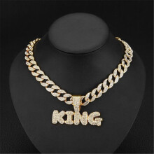 KING Anhänger-Halskette für Damen und Herren mit 15 mm kubanischem Diamanten