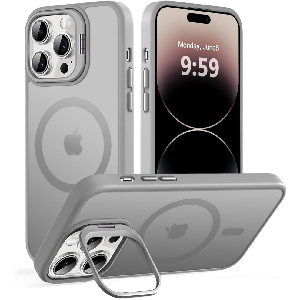 Magnetic Case For Iphone 14 Pro MaxâMagsafe Compatible, Kicstand, Camera Stash, Military Protection, Titanium Gray 9405492231801