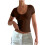 Magliette da donna elasticizzate a maniche corte con scollo rotondo, vestibilità slim, casual e basic. 1