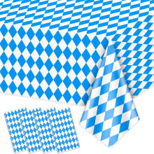 Kék és fehér kockás terítő 147x270 cm – téglalap alakú műanyag asztalterítő Oktoberfestre, teadélutánra, esküvőre, piknikre,
