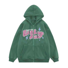 Unisex casual effen hoodie met rits - Trendy hoodie met letterprint (RusnKoep Taced), donkergroen, M