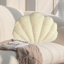 Seashell Throw Pillows, Shell-Shaped Beige Decorative Plush Pillows for Bed/Couch (13x10 inch)