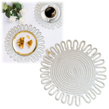 Cotton Pot Holder & Trivet, 9.4" Heat-Resistant Pad with Lace Border, White – Ideal for Kitchen, Counter, Dining Table, Buffet