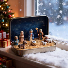 Nativity Set In A Tin Box - Christmas Nativity Set Mini, Handmade Mini Nativity Set, Pocket Size Christmas Nativity(1Pack)