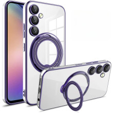 Gegalvaniseerd, transparant, magnetisch telefoonhoesje met verborgen vingerring, val- en slijtvast, compatibel met Samsung Galaxy S24/S23/S22/S20