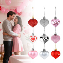 Wall Hangs,Valentine Tree Ornaments Colorful Heart Ornaments Glitter Valentine Heart Shaped Baubles Valentines Wedding Anniversary Decorations