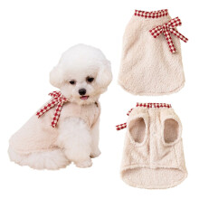 Haustierpullover, niedliche Winter-Plüschweste für Haustiere mit Schleife - ärmellose Hunde- und Katzenbekleidung (XL)