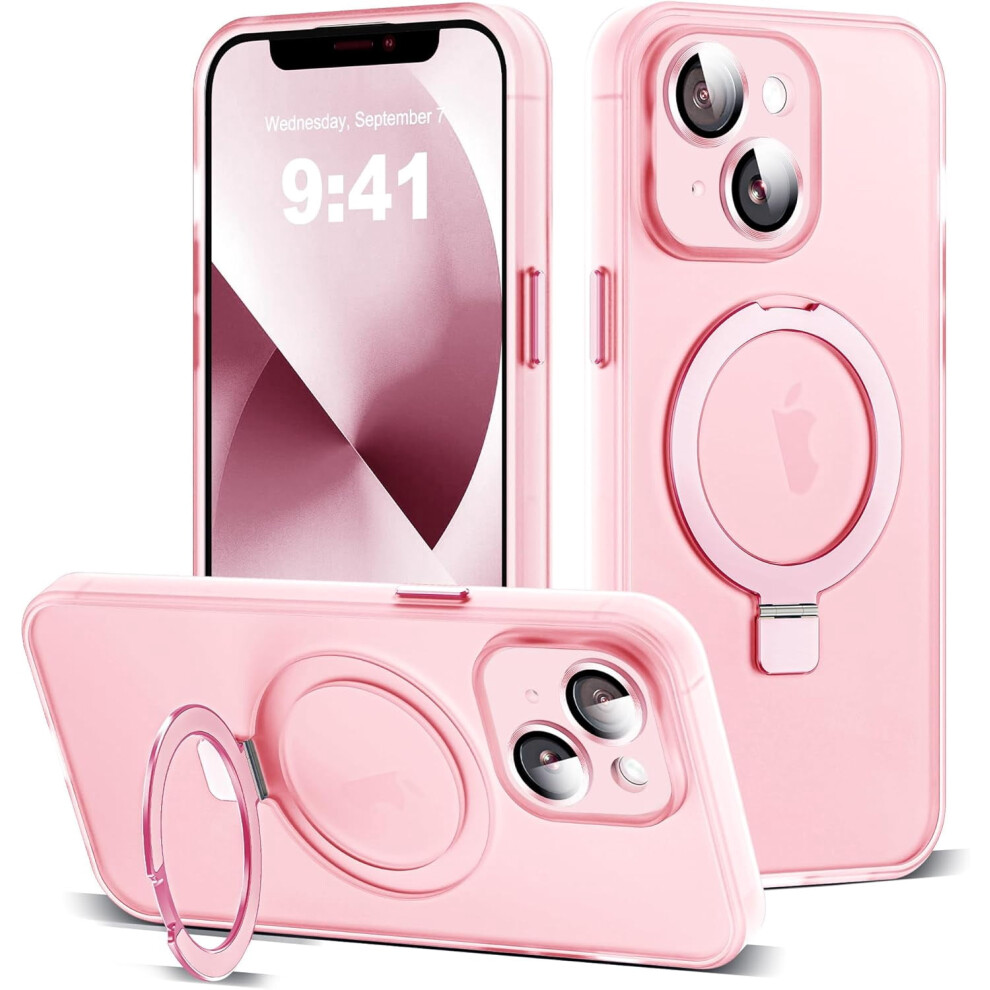 Iphone 13 Case With Magnetic Invisible Ring Stand, Full Camera Protection, Magsafe Compatible, Military-Grade Drop Protection, Matte Translucent Slim 9128909353285