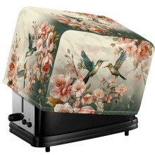 Hummingbird Flowers Print 4-Slice Toaster Cover, Waterproof Dust Cover with Drawstring, Compatible with Most Toasters (12.4"x10.6"x8.2")