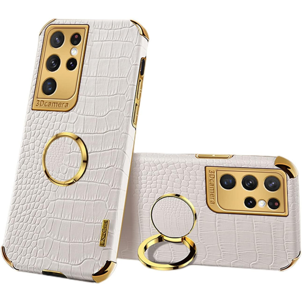 Luxury Soft Leather Phone Case With Rotatable Finger Ring For Samsung Galaxy A12/A22/A32/A42 4G/5G Â A32 5G White 9071309117257
