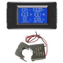 AC Power Monitor with LCD Display Voltage Current Energy Meter 100A/22000W Electric Usage Analyzer