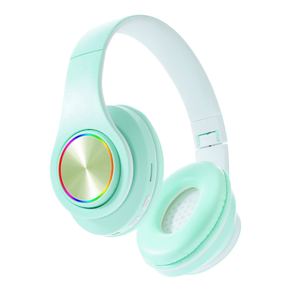 All Earphones Clearance!Kyursd Gaming Headsets, Macaron Colored Luminous Seven Color Breathing Head Mounted Bluetooth Earphones Light 9455834307251