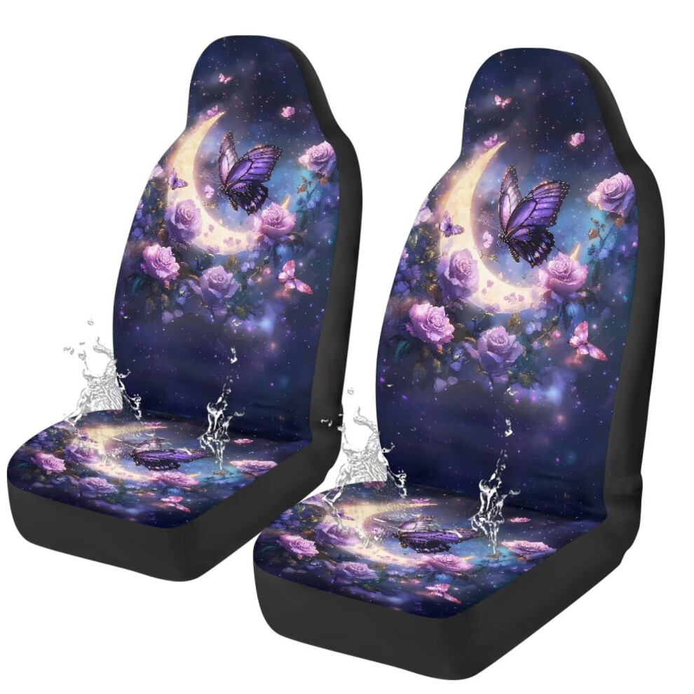 Butterfly Roses Car Seat Covers Waterproof Polyester Front 9362892785061