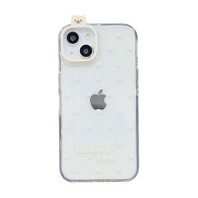 Telefoonhoesje met geluksbeer en blij stelletje, compatibel met iPhone 13, 14 Pro Max, 15 Pro Max, 3D cartoon schattig.