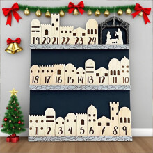 Calendario de Adviento de Navidad con Belén, Letrero de Madera de 25 cm (10 pulgadas)