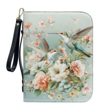 Funda para Biblia de piel sintética con estampado de colibríes, ligera y con correa de muñeca desmontable – Compatible con Biblias estándar