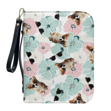 Hibiscus Corgi PU Leather Bible Cover for Women & Men – XL Protective Carrier with Detachable Wristlet Strap, Compatible with Large Bibles