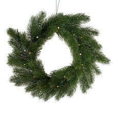 CHARLES BENTLEY Christmas Wreath, 12 inch, Faux, Pre-Lit, Decorative, Green, Christmas, Front Door, Wreath, Artificial, Nordic Spruce, Realistic