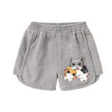 AWZXDE Girls Cartoon Print Athletic Shorts Casual Summer Play Shorts Comfortable Elastic Waist Loose Fit For Kids Grey,7-8 Years