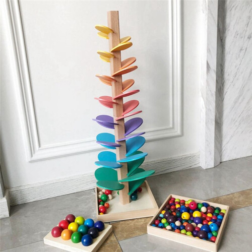 Wooden Building Blocks Set - Educational Tree Petal  Track for Early Learning and Development 1