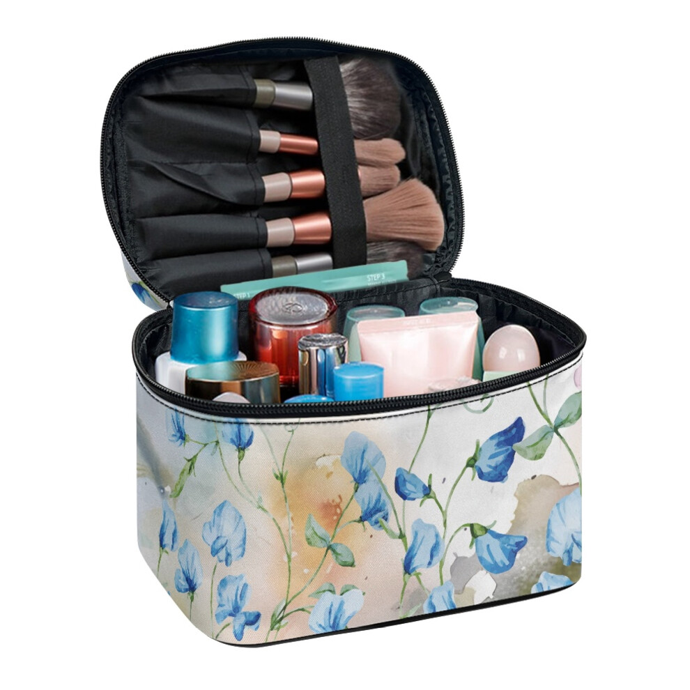 Flowers Travel Cosmetic Organizer Space-Efficient Portable Polyester Portable Traveling Unisex