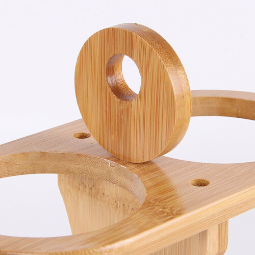 1Pc Chopstick Drain Rack Bamboo Wood Ceramic Holder Double Row Storage 2