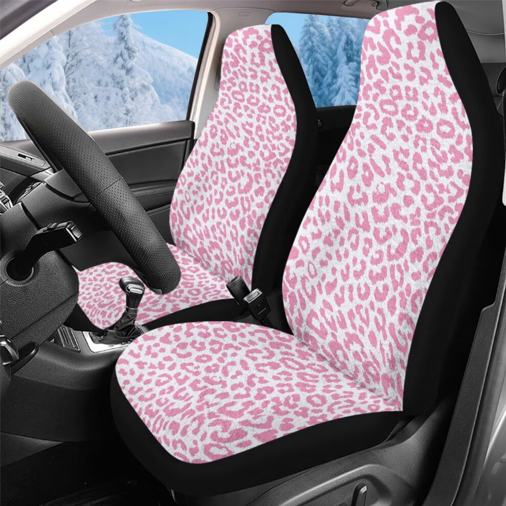 Leopard Car Seat Covers (Front Only, 2Pcs), Universal Fit For Sedan/Suv/Pickup/Van, Compatible With Most Vehicles Pink 9128909351830