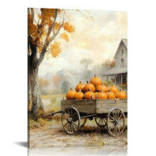 Autumn Farmhouse Sketch posters Gallery Canvas Print Wall Art Vintage Farmhouse Decor Autumn Art 16x20 in