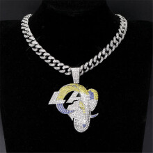 Colier cu pandantiv cu lanț cubanez hip hop, 13 mm, argintiu/auriu