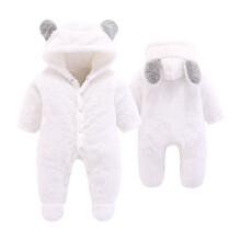 Baby Jumpsuit Winter Snowsuits with Hood Romper Unisex Warm Overall Mit Kapuze Outfits Size 0-12 Months, White, 6-9 Months
