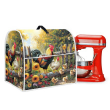 Housse de protection pour robot pâtissier Txnsiver motif coq et tournesol, en polyester, avec poignée supérieure, compatible avec les robots