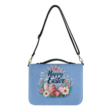 Easter Egg Daisy Heart PU Leather Bible Cover for Men & Women, Lightweight, Adjustable Strap, Multifunctional Protector – Compatible with Standard