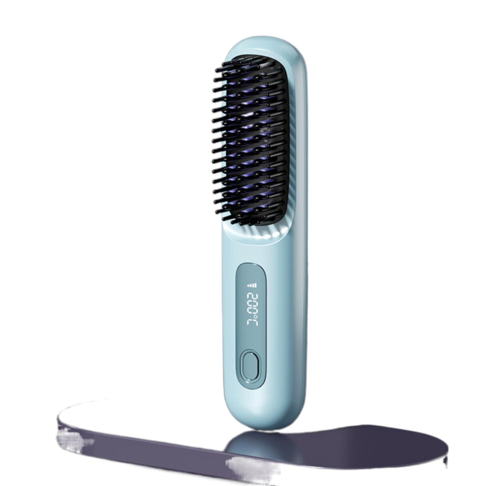 Wireless Hair Straightening Brush â Portable Dual-Function Ionic Hair Straightener & Curler for Effortless Styling