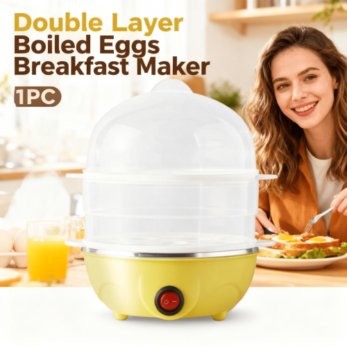 Double Layer Egg Boiler, 14-Egg Capacity, for Hard/Medium/Soft Boiled Eggs, Stainless Steel, Compact & User-Friendly