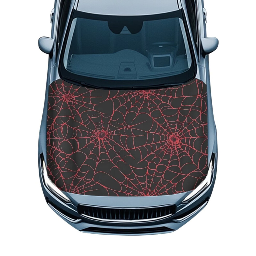 Spider Web Car Hood Cover Â Elastic Polyester, Waterproof, All-Weather, Universal For Suv, Sedan, Truck, Pickup Red 9128909352585