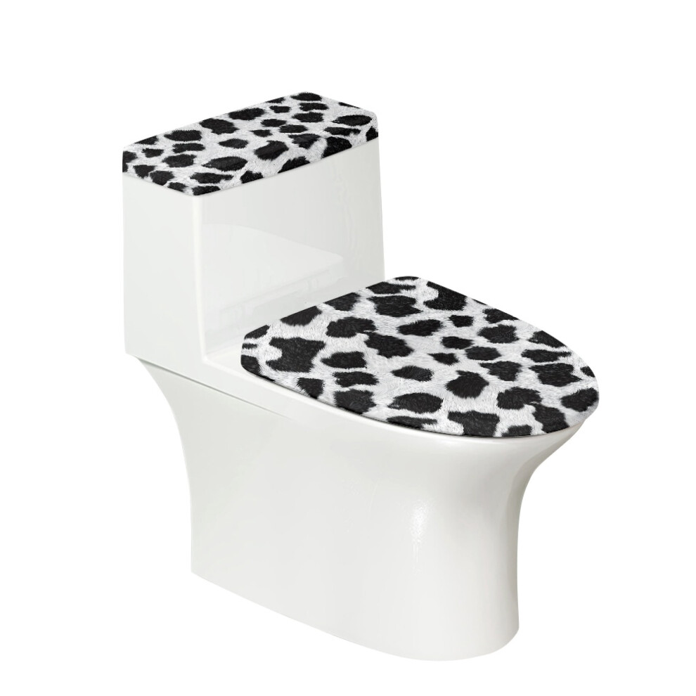 Cow Print Pattern Stretch Polyester Toilet Dust Cover Set Fits All Toilet Shapes Toilet Top Cover & Easy To Clean For Modern Bathrooms 9426043727130