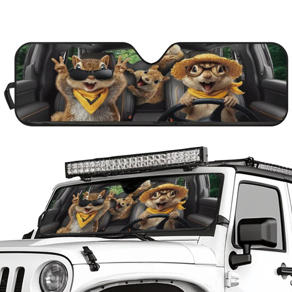 Funny Squirrel Windshield Sun Shade Compatible With Jeep Wrangler Jk/Jku/Tj (1997Â2018) & Gladiator Jt (2020Â2025) 9043876410406