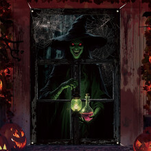 47,24x31,5 hüvelykes Halloween ablakfüggöny horror boszorkány témával partidekorációhoz
