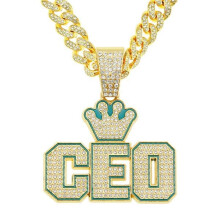 Hip Hop Kroon CEO Hanger Ketting met Kristallen Cubaanse Ketting