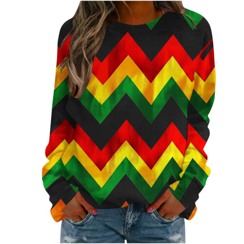 Black History Month Pullover Top Women Long Sleeve
