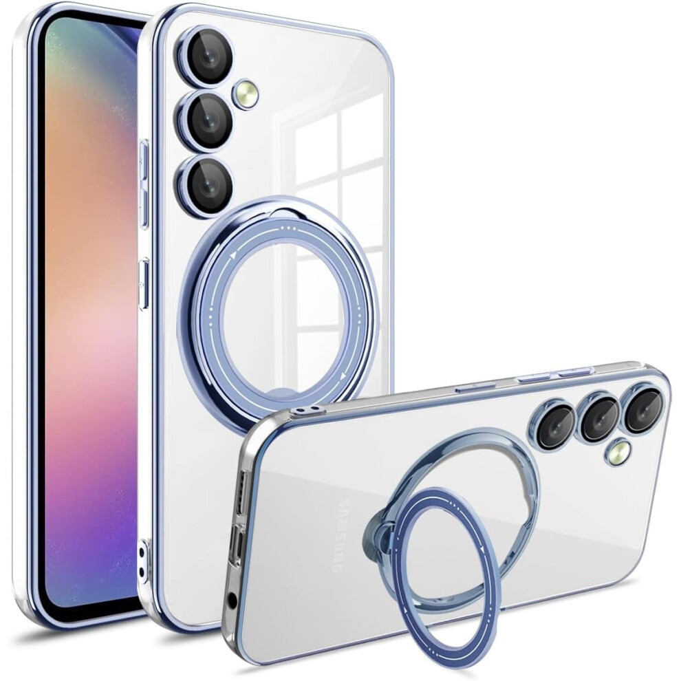 Clear Shockproof Case With Magnetic Ring, Kickstand & Wireless Charging For Compatible With Samsung Galaxy S23 Plus 5G (6.6", 2023) – Blue 9426043725587