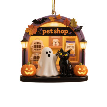 Halloween szellem akril függődísz – 2D lapos, kísérteties dekoráció olvasóterembe, otthonra és karácsonyra, C stílussal kompatibilis