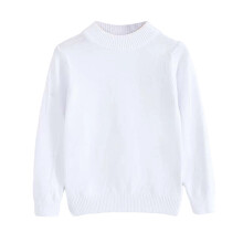 AWZXDE Kids' Solid Pullover Sweater, Round Neck, Casual Autumn/Winter Base Layer & Fashion Knit – White, 7-8 Years, Compatible with AWZXDE
